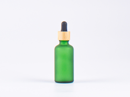 Grünglasflasche 50ml, mit Pipette Bambus